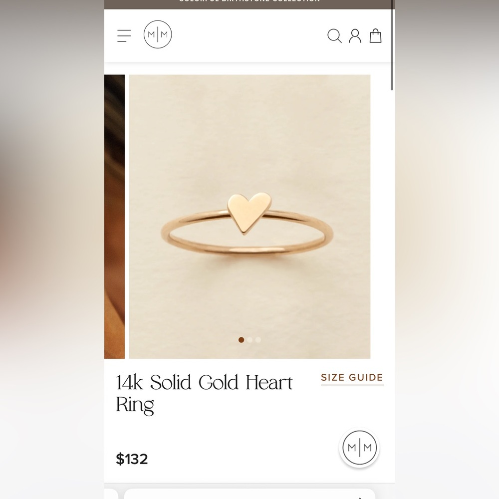Made by Mary | Solid 14k Gold Heart Stacking Ring 💛